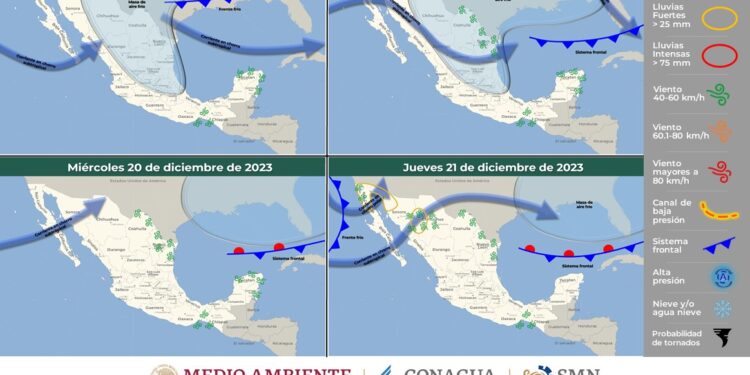 Se prevé viento de componente norte con rachas de 70 a 90 km/h en el Golfo e Istmo de Tehuantepec