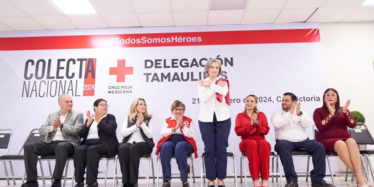 Pone en marcha María de Villarreal la Colecta Anual de la Cruz Roja Mexicana 2024 en Tamaulipas.