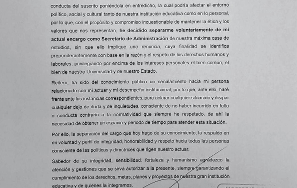 Marco Batarse se separa de su cargo en la UAT