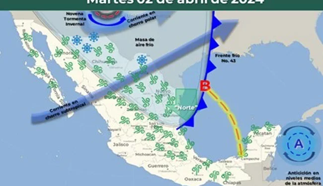 Cruzará un leve frente frío por Tamaulipas el martes y miércoles