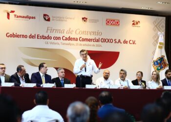 Firman convenio Gobierno de Tamaulipas y Oxxo para fortalecer seguridad