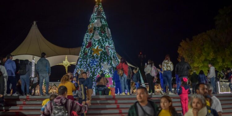Ilumina pino navideño corazones de asistentes al Parque Tamatán