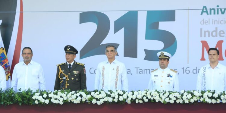 Américo Villarreal encabeza desfile cívico-militar: Tamaulipas celebra las Fiestas Patrias en paz