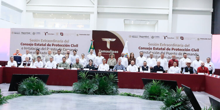 Instalan CNPC y Gobierno de Tamaulipas Puesto de Comando Interinstitucional para fortalecer la atención ante lluvias y ciclones