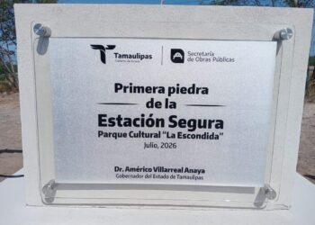 Gobierno de Américo coloca primera piedra de Estación Segura Parque Cultural “La Escondida”  en Reynosa