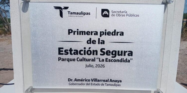 Gobierno de Américo coloca primera piedra de Estación Segura Parque Cultural “La Escondida”  en Reynosa